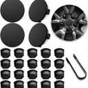 Wheel Center Caps for Tesla Model Y Model 3 19 Inch Model S 20 Inch Wheel Hub Caps Center Cover with 4 Hub Center Cap + 20 Lug Nut Cover + 1 Pack Wrench No Logo (Matte Black)