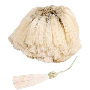 50 Pieces Tassel Bookmark with Loop,Tassels for Crafts,Decorative Tassel for Keychain Jewelry Making Curtain Blanket Graduation Decoration Wedding Favors (Beige)
