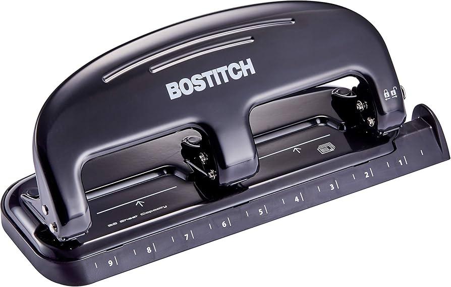 Bostitch EZ Squeeze™ 3-Hole Punch for 20 Sheets - Silver/Black (HP20)