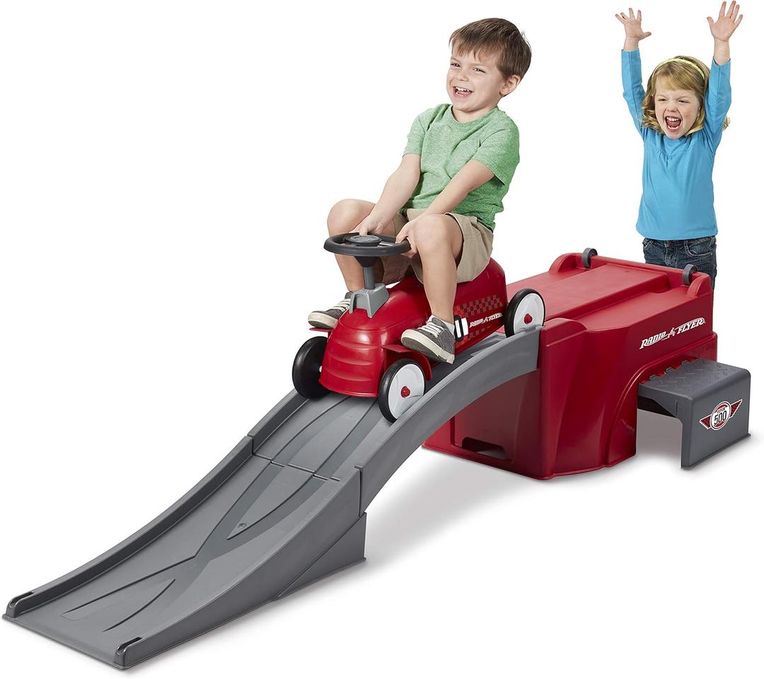 Radio Flyer Ride On Kids Toy, Indoor and Outdoor Sport Car with Ramp, 500, Red