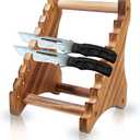 DICOSMETIC 1Set 8-Tier Knife Block Wood Knife Display Stands BurlyWood Knifes Holder Wooden Knifes Display Case 6.69x6.5x8.46 Inch Wood Kitchen Rack for Home Decor