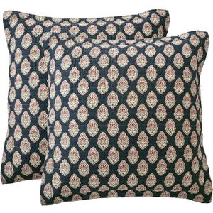 Levtex Home - Moreno - Euro Sham Set of Two - (26x26in.), No Insert -Damask Pattern - Blue, Red and Gold