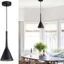 KCO Lighting Farmhouse Black Cone Pendant Light 1-Light Small Industrial Kitchen Island Pendant Lighting Mid Century Barn Ceiling Pendant Light Fixture Mini Adjustable Hanging Lamp