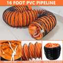 16FT Ducting Hose 20 Inch PVC Flexible Duct Hosing with Adjustable Rope for Utility Blower Exhaust Fan