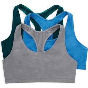 Hanes Women's Racerback Cotton T-Back Bralette (3 Pack) (Medium, Green Marble/Provence Blue/Concrete Heather)