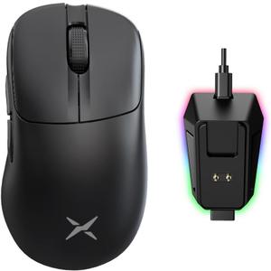 DeLUX M500 PRO Wireless Ergonomic Gaming Mouse, 58.5g Lightweight, 8000Hz Polling Rate, RGB Charging Dock, PAW3395 with 26000DPI, Tri-Mode Connection, TTC Golden Wheel (Black)