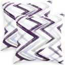 CaliTime Throw Pillow Covers Pack of 2 Cozy Fleece Abstract Geometric Fold Line Decorative Cushion Cases for Couch Bed Sofa Farmhouse Decoration 18 X 18 Inches Deep Purple Grey