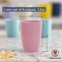 LTNPIP Reusable Wheat Straw Cups 12oz 6-Piece Set | Lightweight & Unbreakable, BPA-Free, Eco-Friendly, Dishwasher Safe