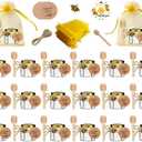 IIKUM 20 Pack Glass Honey Jars, 1.5 oz Hexagon Honey Pots with Lids, Wooden Dippers, Bee Pendants, Gift Bags, Thank You Cards, Jutes and Stickers-Ideal Gift for Baby Shower, Wedding and Party Favors