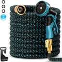 100 ft Expandable Garden Hose-2026 Upgraded Expanding Water Hose with 10 Function Nozzle, 3/4" Solid Brass Fittings, 5-Layer Latex Core, No-Kink Flexible Retractable Hose for Patio, RV, Car Washing