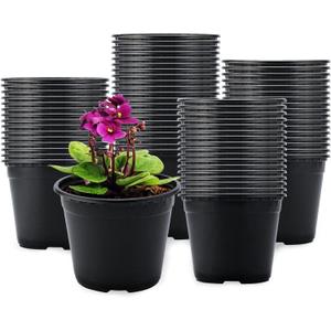 KINGLAKE 100 Pcs 4" Plastic Plants Pots Black