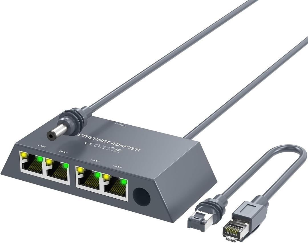 Starlink Gen3/Mini Ethernet Adapter with 4 RJ45 Ports,Multi Ports Starlink Ethernet Adapter with Wired External Network for Other Devices and Network Cable[4 Devices Networked Simultaneously]