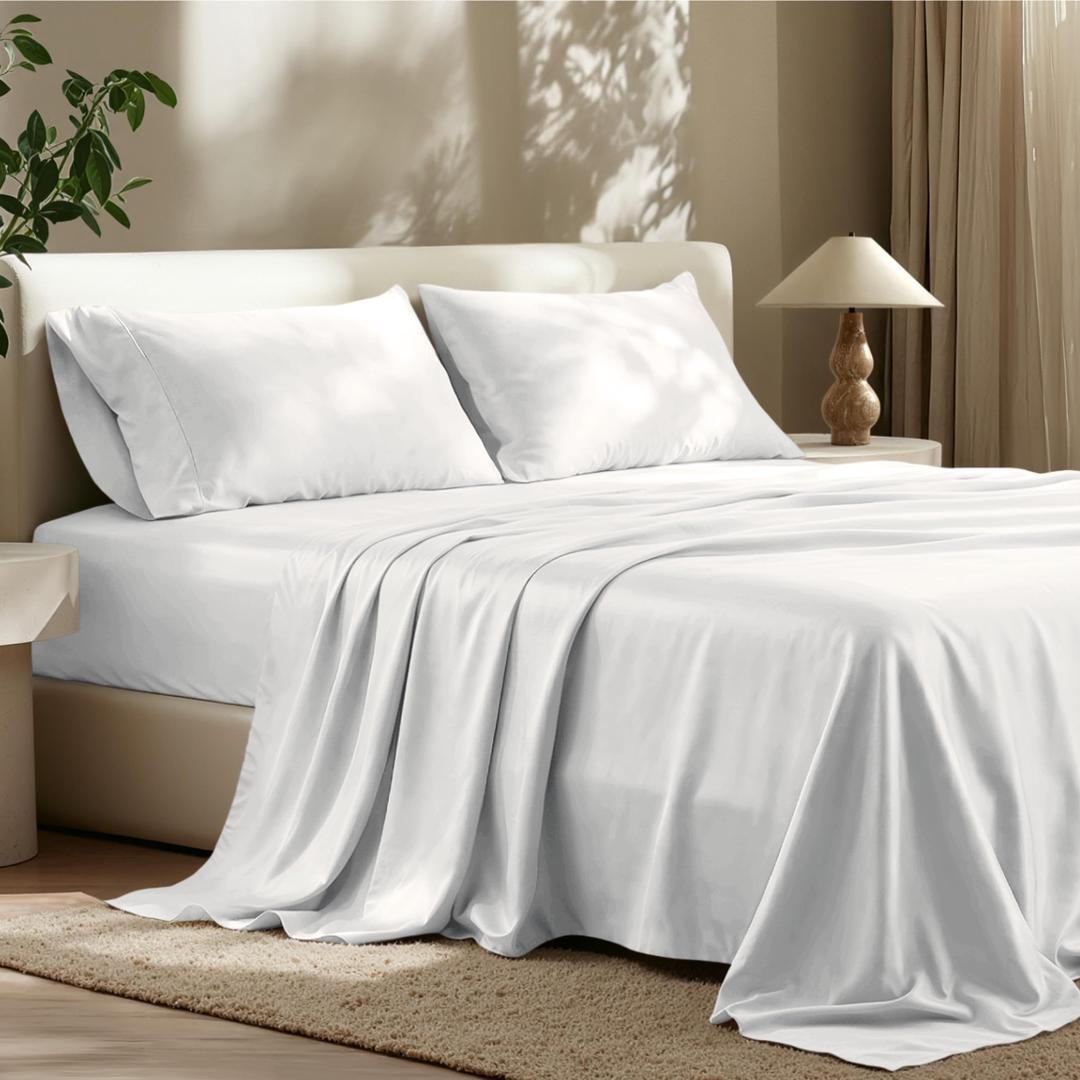 Bare Home Lyocell Tencel Sheet Set - Twin XL Size - 3 Piece Set - Derived from Eucalyptus - All-Season - Ultra Soft - Deep Pocket (Twin XL, Light Grey)