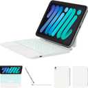 ZYNTHRALIX for iPad mini 7 (A17 Pro, 2024) & Mini 6 (2021) Case with Keyboard, 11Color Backlit with Smart Trackpad, MagicStyle Keyboard Case for iPad mini 7th 6th Gen 8.3inch, White