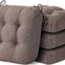 IASEAHK Chair Cushions for Dining Chairs, Dining Chair Cushions, Tufted Indoor Chair Pads with Ties & Non Slip Backing, Seat Cushions for Kitchen Chairs 16.5 x 16.5 x 3.5, Set of 4, Light Brown
