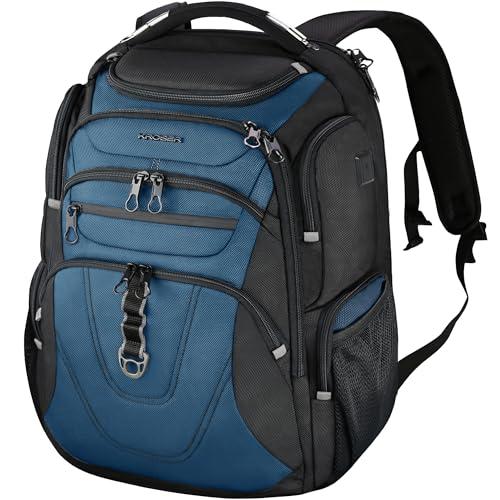 KROSER Friendly Travel Laptop Backpack 18.4 inch XXXL Gaming Backpack Water-Repellent College Daypack Business Backpack with RFID Pockets & USB Port for Men/Women-Black/Haze Blue