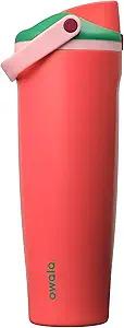 Owala FreeSip Sway Insulated Stainless Steel Water Bottle with Two-Way Spout, Built-In Straw and BucketHandle, Made for Travel, School, and Sports, 40oz, BPA Free, Leak Proof, Strawberry Fields