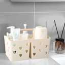 Anyoifax Portable Shower Caddy Plastic Shower Basket Organizer Divided Bathroom Caddy Storage Cleanning Caddy Tote with Handle for College, Dorm Room, Kitchen, Beige