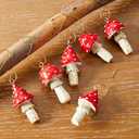 Estmy 6pcs Cute Mushroom Christmas Ornaments, Woodland Themed Red Vintage Small Mushroom Hanging Ornaments for Christmas Tree Decorations Gift, Hooks Included
