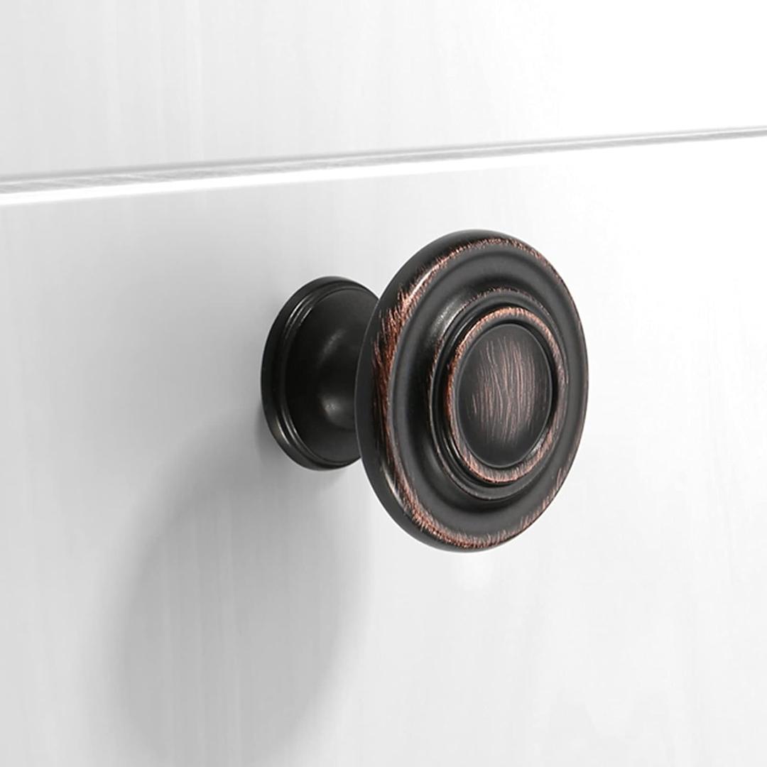 Amerdeco Hardware 10 Pack K0002ORB Oil Rubbed Bronze Cupboard Drawer Knobs Kitchen Cabinet Knobs Door Handles Single Hole Cabinet T Bar Handles
