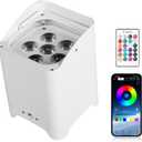 Battery Powered Uplights Rechargeable Stage Lights 9600mAh Par Can Light 6x18W RGBWA+UV Wireless with APP Remote Control DMX 512 Sound Activated, Uplighting for Events DJ Party Wedding (White)