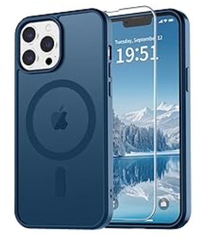 vnnink for iPhone 15 Case, Magnetic Matte Military Grade Drop Protection Translucent Cell Phone Cover,Rugged Shockproof Cover, Blue