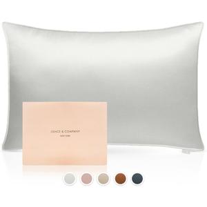 Grace & Company Silky Satin Pillowcase for Hair & Skin, Oeko-Tex Certified Satin Silk Pillowcase with Zipper - Ultra Smooth White Pillowcases Standard Size 20”x26” - Snow