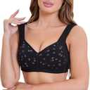 Daisy Bras for Women, Front Closure Bras Plus Size Push Up Comfortable No Underwire Seniors Full Coverage Cotton Bra, Size 4XL