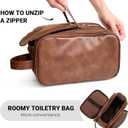 Elviros Travel Toiletry Bag for Men, Shaving Dopp Kit Water-resistant Bathroom Small Toiletries Organizer PU Leather Cosmetic Bags