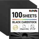 Koogel 100 Sheets Black Cardstock 12 x 12, Heavy Card Stock for Printer, Invitations, Scrapbooking, DIY Crafts and Decoration, Kids Back to School Supplies, 85lb/230gsm