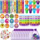110 Pieces Jesus Party Favors for Kids, Bible Verse Slap Bracelets Stickers Stampers Rubber Bracelets Gift Bags Button Pins for Christian Religious Inspirational Christmas Party Gifts