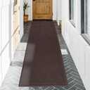 Sturdy Front Door Mat, Absorbent Muddy Dirt Resist Welcome Door Mats Outdoor Indoor, Stain and Fade Resistant, Non-Slip Rubber Backing Low Profile Doormat for Entryway, 7224, Coffee (2' x 6' (Rectangular))