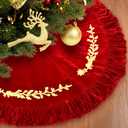 Sotiff 60 Inch Large Red Christmas Tree Skirt Velvet Fur Xmas Tree Skirt with Gold Embroidered and Quilted Cuff for Merry Christmas Party Rustic Vintage Winter Holiday Decorations