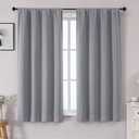 OWENIE Sally Silver Grey Blackout Curtains for Bedroom 63 Inch Length 2 Panels Set, Solid Thermal Insulated Room Darkening Rod Pocket Window Treatment Curtains Blackout Drapes, W40 x L63 Inch, Silver