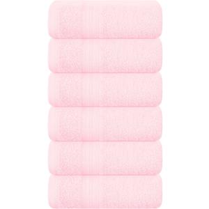 BOUTIQUO Ultra Soft Cotton 6 -Piece Hand Towel Set 16x24 Inch, Ideal for use in Bathroom, Kitchen, Gym, Spa & General Cleaning, Compact & Lightweight Multi Purpose Hand Towels - Pink