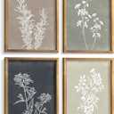 Liswit Framed Boho Wall Art Set of 4 for Wooded Minimalist Botanical Print Wall Art for Rustic Vintage Farmhouse Home Kitchen Wall Decor (Brown, 8"x10")