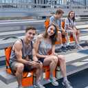 Stadium Seats for Bleachers with Back Support Bleacher Seat Soft Cushion Light Weight Includes Shoulder Strap & Cup Holder, Front & Back Zipper Pocket, Suitable for Sports Events,Orange