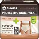 SUNKISS Women Incontinence Underwear, Daytime Disposable Postpartum Adult Panties, Protective Pull Ups with Maximum Absorbency, Medium, Beige, 32 Count