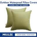 MIULEE Pack of 2 Decorative Outdoor Waterproof Pillow Covers Garden Cushion Sham Throw Pillowcase Shell for Spring Patio Tent Couch 18x18 Inch Sage Green