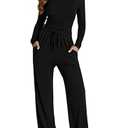 PRETTYGARDEN Women's 2 Piece Outfits Fall Tracksuits Long Sleeve Crop Tops Wide Leg Pants Spring Matching Lounge Travel Sets, M