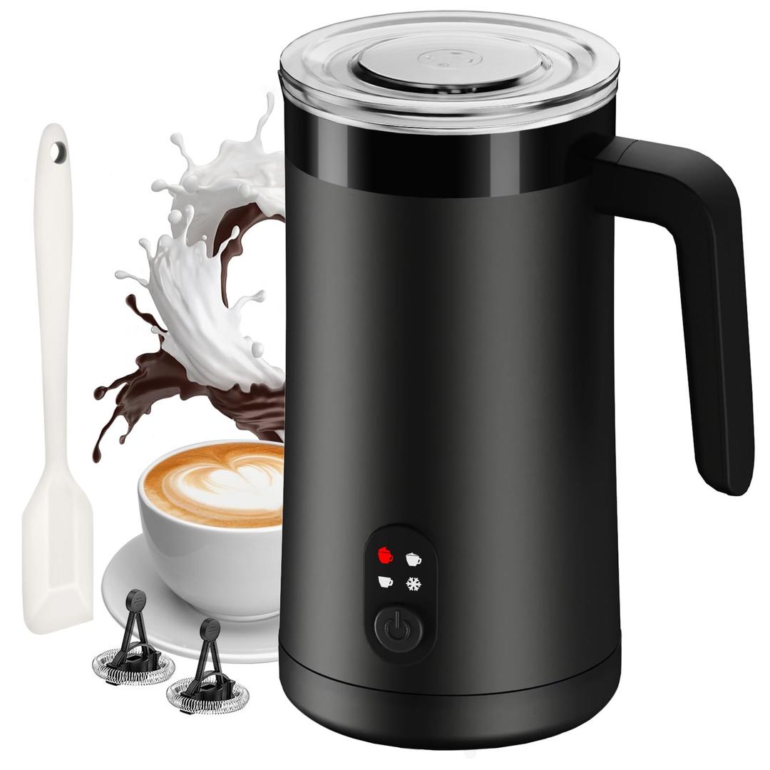 Milk Frother, 4-in-1 Milk Frother and Steamer, 13.5oz/400ml Automatic Hot and Cold Foam Maker and Milk Warmer, Electric Frother for Coffee, Latte, Cappuccino, Macchiato, Matcha(White)