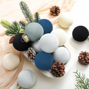HyDren 16 Pcs Neutral Textured Christmas Ball Ornaments 2.4 Inch Vintage Christmas Tree Hanging Decor Plastic Matte Rustic Boho Ornaments with Loop for Xmas Holiday Farmhouse Decoration(Cold Colors)