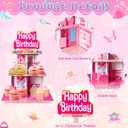 Pink Cupcake Stand 3-Tiered Cardboard Cake Stand Dessert Table Displays Pink Princess Assemble Cupcake Tower Holder Tier for Floral Tea Happy Birthday Party Decoration Favors Baby Shower
