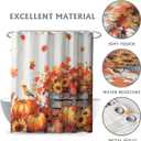 Fall Sunflower Shower Curtain Pumpkin Autumn Harvest Shower Curtain for Bathroom Rustic Maple Leaves Thanksgiving Bird Floral Shower Curtains with Hooks for Farmhouse Bath Decor 72"x72"