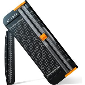 Evteck Paper Cutter 12 Inch Paper Trimmer Slider Crafting Scrapbooking Supplies for A4 Vinyl Photo Cardstock with Security Blade and Foldable Ruler (Black)