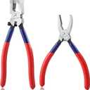 2 Pcs Glass Breaking Pliers Set Glass Running Pliers and Breaker Grozer Pliers Glass Cutting Pliers with Adjustable Screw Professional Glass Cutting Tool Stained Glass Cutting Tool Kit