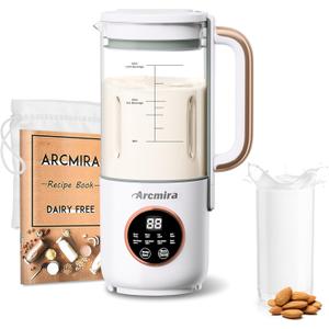 8 in 1 Automatic Nut Milk Maker, 35 oz(1000ml) Homemade Oat, Soy, Plant-Based and Dairy Free Beverages, Almond Milk Maker with Delay Start/Keep Warm/Boil Water, Soy Milk Maker with Nut Milk Bag (White)