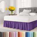 Wrap Around Dust Ruffle Bed Skirt - Purple - for King Size Beds with 15 Inch Drop - Easy Fit Elastic Strap - Adjustable Pleated Bedskirt w/Brushed Fabric - Wrinkle Free - for Women, Men, Kids & Teens