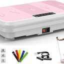 3D Vibration Plate Exercise Machine for Lymphatic Drainage, Whole Body Vibration Plate for Weight Loss, 330lbs Capacity Vibrating Platform Board Home Gym Quiet, 5 Yoga Belts & 2 Resistance Bands Pink