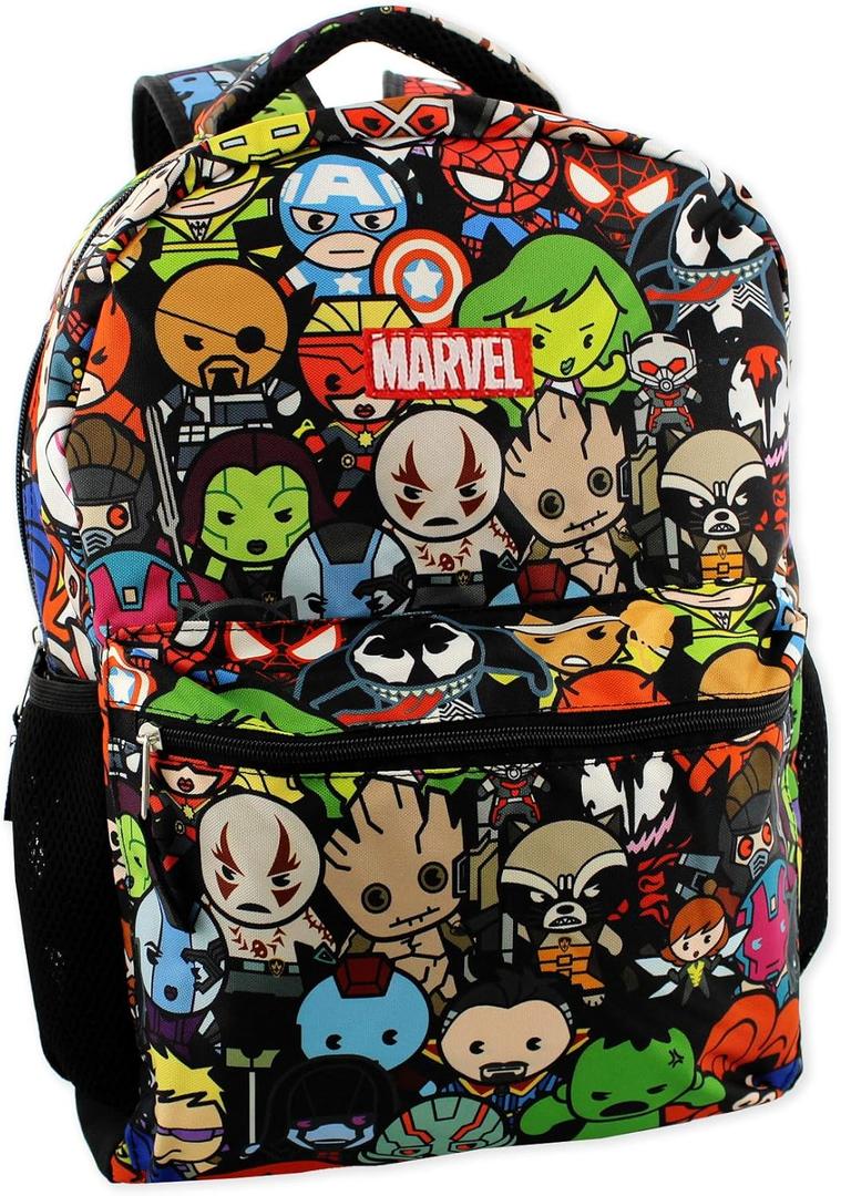 Marvel Kawaii Avengers Boys Girls 16" School Backpack (One Size, Black/Multi)